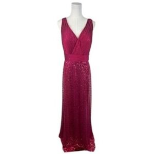 New La Femme Sequin Gown Formal Evening Dress Cranberry Red Pink Size 16 $468‎